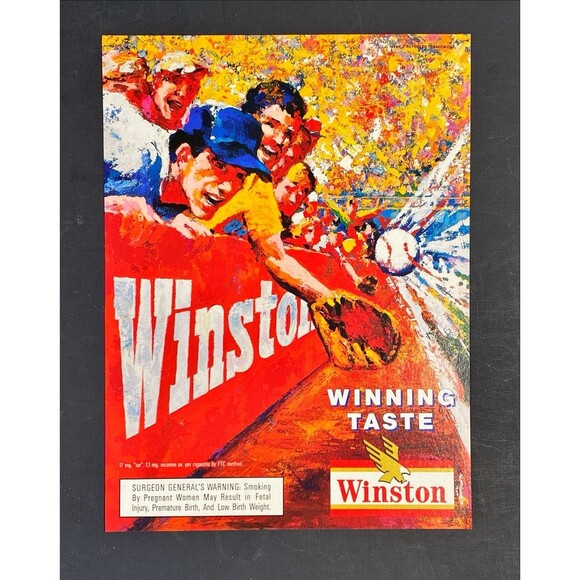 Winston Cigarettes "Iconic Baseball Sports Painting" Vintage Print Ad 1989 - Picture 3 of 3